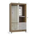 Ver imagem 3 de Cômoda 868 4 Gavetas e 1 Porta com Guarda Roupa Solteiro Córdoba 2 Portas Castanho Off White - Poque
