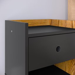 Kit com 2 Mesas de Cabeceira Retrô Decore 1 Gaveta - Preto com Nature - RPM Móveis - 3