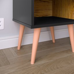 Kit com 2 Mesas de Cabeceira Retrô Decore 1 Gaveta - Preto com Nature - RPM Móveis - 4