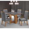 Mesa de Jantar Retangular Ligia com 4 Cadeiras Iza Mel/cinza/vd Grafite - Casa Giulia - 1