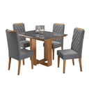 Ver imagem 2 de Mesa de Jantar Retangular Ligia com 4 Cadeiras Iza Mel/cinza/vd Grafite - Casa Giulia