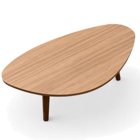 Mesa de Centro Orgânica Pés Palito em Madeira 90x52cm