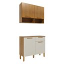 Ver imagem 2 de Cozinha Modulada Compacta 100% MDF 2 Peças 4 Portas 1 Gaveta Viena Espresso Móveis Bege/Canela/Off White
