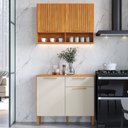 Ver imagem 1 de Cozinha Modulada Compacta 100% MDF 2 Peças 4 Portas 1 Gaveta Viena Espresso Móveis Bege/Canela/Off White