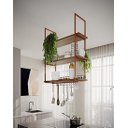 Ver imagem 1 de NICHO DE TETO PARA COZINHA 95 CM COBRE COM PRATELEIRA IMBUIA