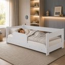 Ver imagem 4 de Cama Montessoriana Infantil Menino com Grade de Proteção para Transição - Branco