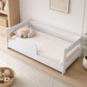 Ver imagem 5 de Cama Montessoriana Infantil Menino com Grade de Proteção para Transição - Branco