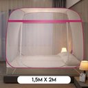 Ver imagem 1 de Mosquiteiro Tenda Cama Dobrável Protetor Rede Poliéster 150cm x 200cm Rosa Oem