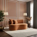 Ver imagem 1 de Sofá Decorativo Curvo Orgânico Nature Gaia Veludo Terracota - Montanaris Decor