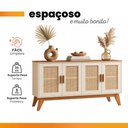 Ver imagem 7 de Balcão Buffet Aparador Retrô 4 Portas Rattan Andorra Madeirado / Off White Edn