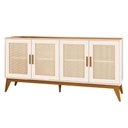 Ver imagem 1 de Balcão Buffet Aparador Retrô 4 Portas Rattan Andorra Madeirado / Off White Edn
