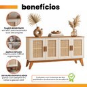 Ver imagem 6 de Balcão Buffet Aparador Retrô 4 Portas Rattan Andorra Madeirado / Off White Edn