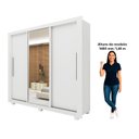 Ver imagem 5 de Guarda-Roupa Casal 3 Portas com 2 Gavetas com 1 Porta Espelho com Pés 100% MDF Roma Yescasa