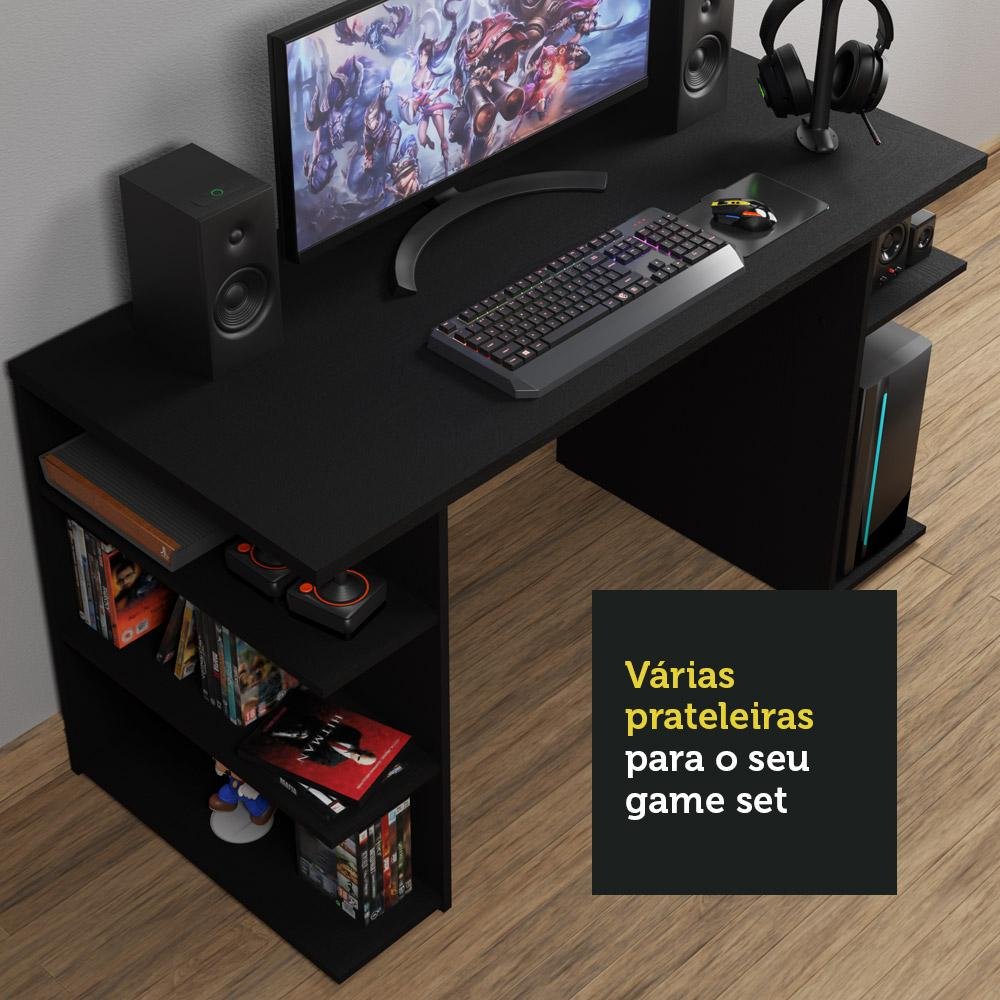 Mesa para Computador Gamer Escrivaninha 9409 Madesa - Preto - 6