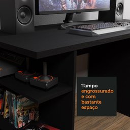 Mesa para Computador Gamer Escrivaninha 9409 Madesa - Preto - 6