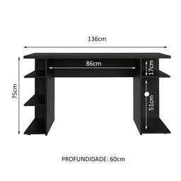 Mesa para Computador Gamer Escrivaninha 9409 Madesa - Preto - 4
