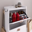 Ver imagem 5 de Sapateira Vertical 3 Gavetas Banco Prateleira Sapatos Gancho Bolsa Hall Entrada Quarto Branco