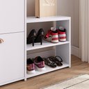 Ver imagem 6 de Sapateira Vertical 3 Gavetas Banco Prateleira Sapatos Gancho Bolsa Hall Entrada Quarto Branco