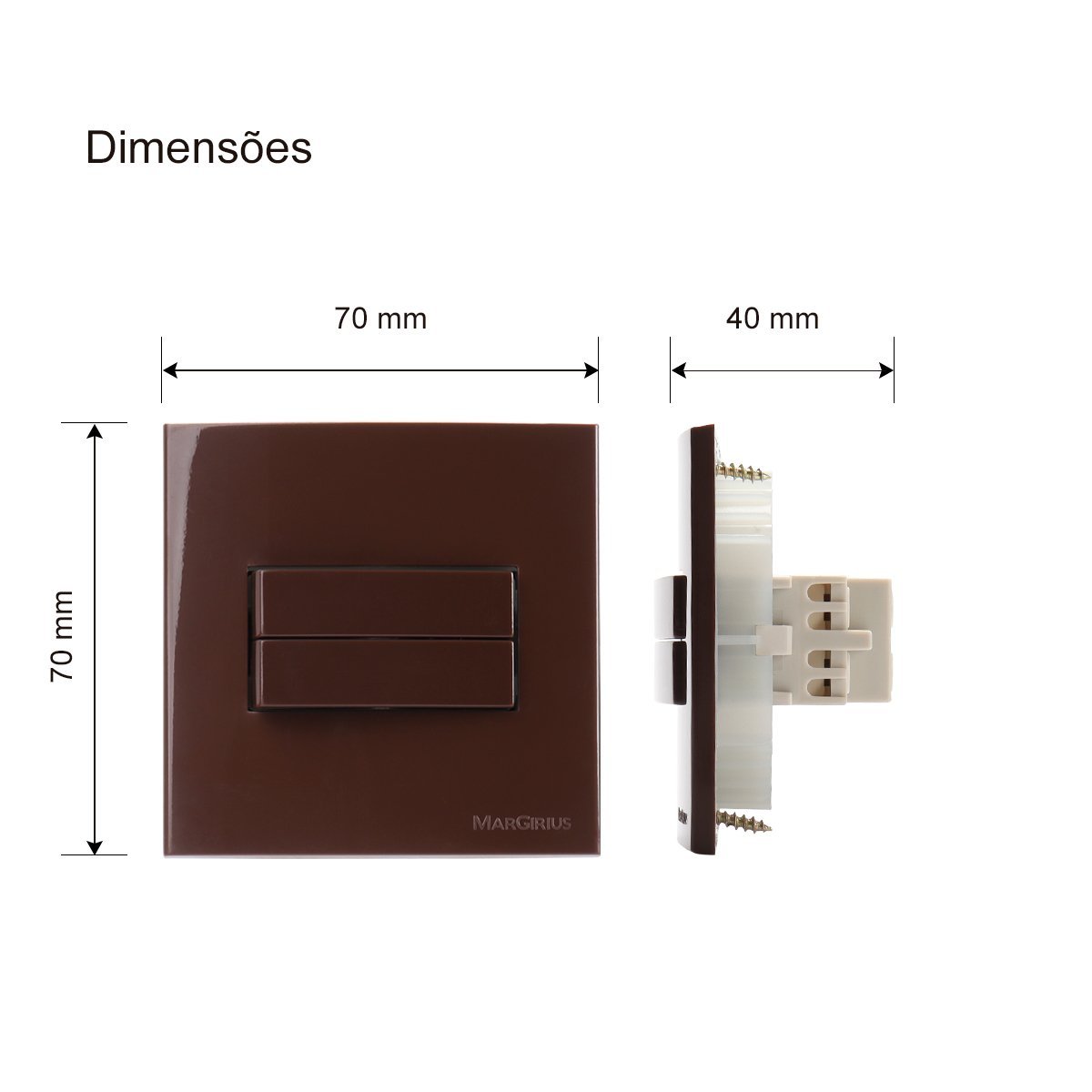 Interruptor Duplo Simples 70x70 Movel Sleek Marrom Margirius Cor:marrom - 6