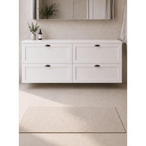 Gabinete para Banheiro com Tampo 160cm Retro MDF Branco Milano - On Móveis