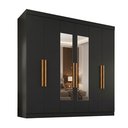 Ver imagem 2 de Guarda-Roupa Casal com Espelho 6 Portas 2 Gavetas Paris Preto