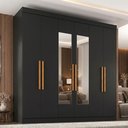 Ver imagem 1 de Guarda-Roupa Casal com Espelho 6 Portas 2 Gavetas Paris Preto
