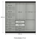 Ver imagem 3 de Guarda-Roupa Casal com Espelho 6 Portas 2 Gavetas Paris Preto