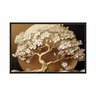 Quadro Decorativo - Arvore da Vida Dourada Flores Brancas Art054 - Vidro com Impressão Uv - 60x40cm - 1