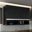 Ver imagem 5 de Armário Aéreo Multiuso 3 Portas com Nicho P/cozinha 100% Mdf Cor:preto