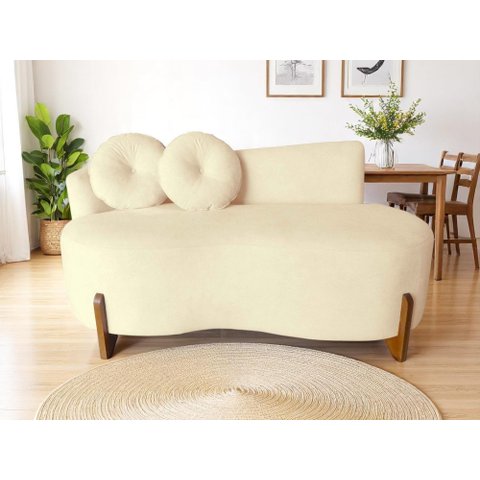 Namoradeira Sofá 02 Lugares Feijão Lounge Orgânica Boucle Bege