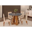 Ver imagem 7 de Mesa para Cozinha Celeste com Tampo Madeirado Vidro Redondo 103x103cm Freijó Off White Dj Móveis