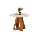 Ver imagem 1 de Mesa para Cozinha Celeste com Tampo Madeirado Vidro Redondo 103x103cm Freijó Off White Dj Móveis