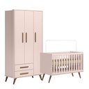 Ver imagem 1 de Quarto de Bebê Qencanto com Roupeiro e Berço Qmovi Rosa