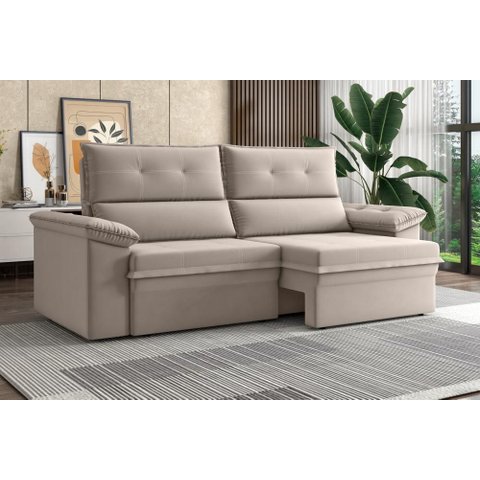 Sofá Nevasca 1,80m Retrátil e Reclinável Suede Capuccino X-Flex Sofás