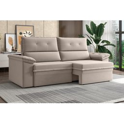 Sofá Nevasca 1,80m Retrátil Reclinável Suede Capuccino Xflex Sofás - 1