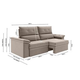 Sofá Nevasca 1,80m Retrátil Reclinável Suede Capuccino Xflex Sofás - 6