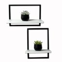 Ver imagem 1 de Kit 2 Prateleira Quadro Retangular Horizontal Vertical 40x28 com Base Branca