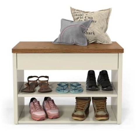 Sapateira Hall - Off White / Freijó