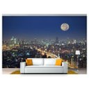 Ver imagem 1 de Papel de Parede Cidade Prédios Noite Lua 3d 6m² Ncd178