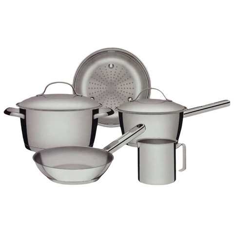 Jogo Panelas Tramontina Allegra Aço Inox Fundo Triplo 5pçs:aço Inox