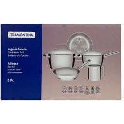 Jogo Panelas Tramontina Allegra Aço Inox Fundo Triplo 5pçs:aço Inox - 2