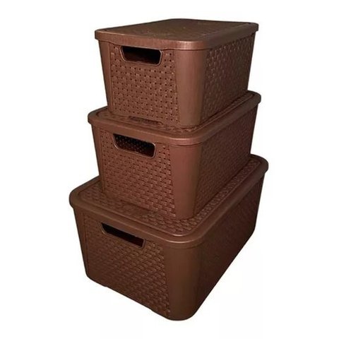 Caixa Organizador Rattan Café 8, 17, 42 Litros - Promoção
