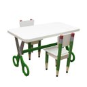 Ver imagem 5 de Kit 2 Cadeiras Mesa Infantil Tesoura Verde Tampo Branco Retangular Base Temática para Estudos e Dese