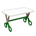 Ver imagem 3 de Kit 2 Cadeiras Mesa Infantil Tesoura Verde Tampo Branco Retangular Base Temática para Estudos e Dese
