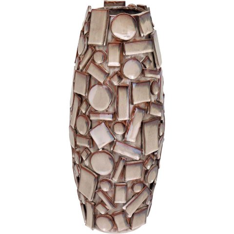 Vaso Decorativo Enfeite Casa Cerâmica 45x21x21cm Bege