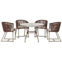 Ver imagem 1 de Mesa com 4 Cadeiras de Jantar Roma 100cm e Noronha em Aluminío Fendi Corda Nautica Estofado 6 Trama
