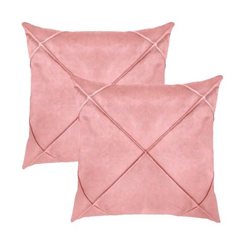 Kit 2 Capas para Almofada Drapeada em Veludo Quadrada 60x60 Rose