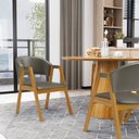 Ver imagem 2 de Cadeira Leticia Madeira Maciça Estofada para Mesa de Jantar Veludo Chumbo 109