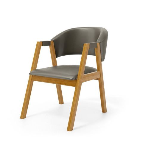 Cadeira Leticia Madeira Maciça Estofada para Mesa de Jantar Veludo Chumbo 109