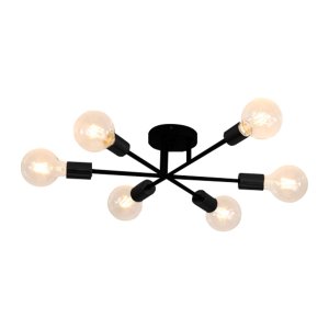 Lustre Sputnik Hashteg 6xe27 Moderno para Sala de Jantar Preto